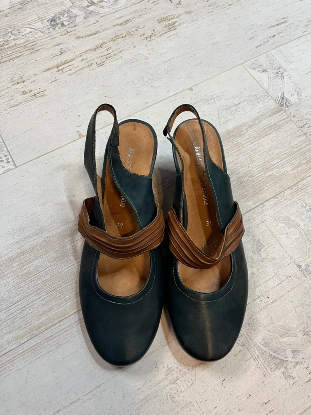 Remonte Dorndorf Navy Blue Slingback Heels Size 38 US 7-7.5